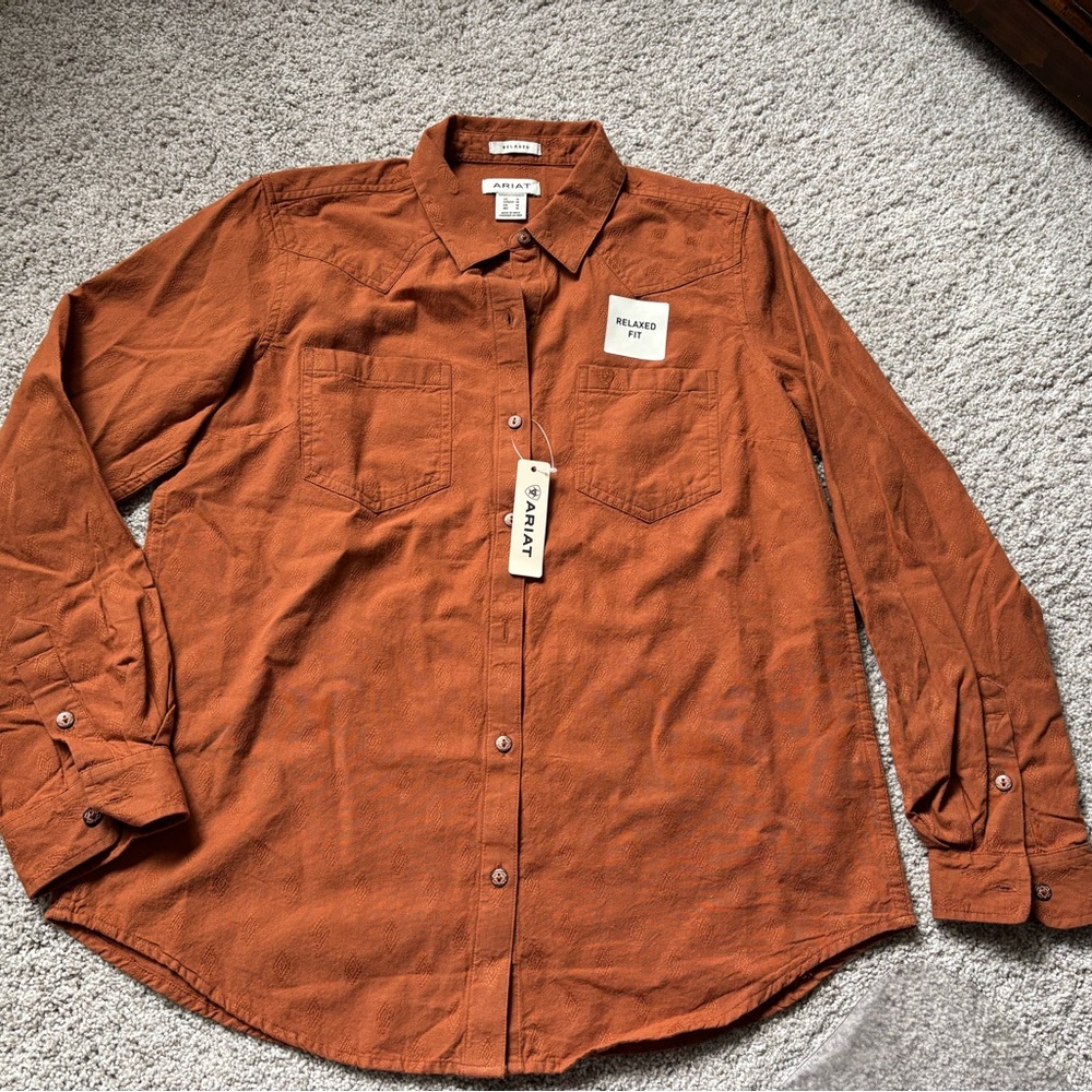 Ariat Women’s Rust Billie Jean Long-Sleeve Button-Down Shirt NWT M Western